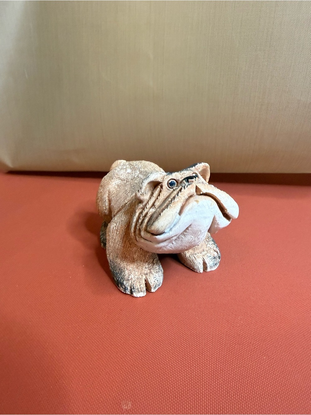 Beige Bulldog Reptile Decor Figurine for Terrariums